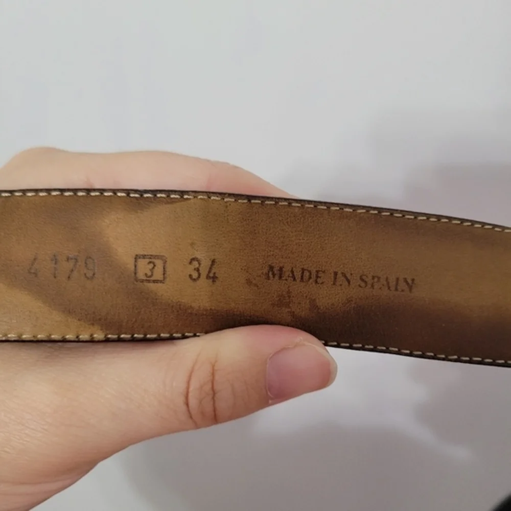 Mezlan Men's Genuine Crocodile Leather Dress Belt Size 34 Black Spain‎ Brass